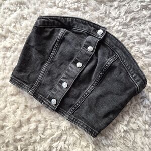 ☆5/$15☆H&M Black Denim Strapless Button-Front Corset Top | XXS